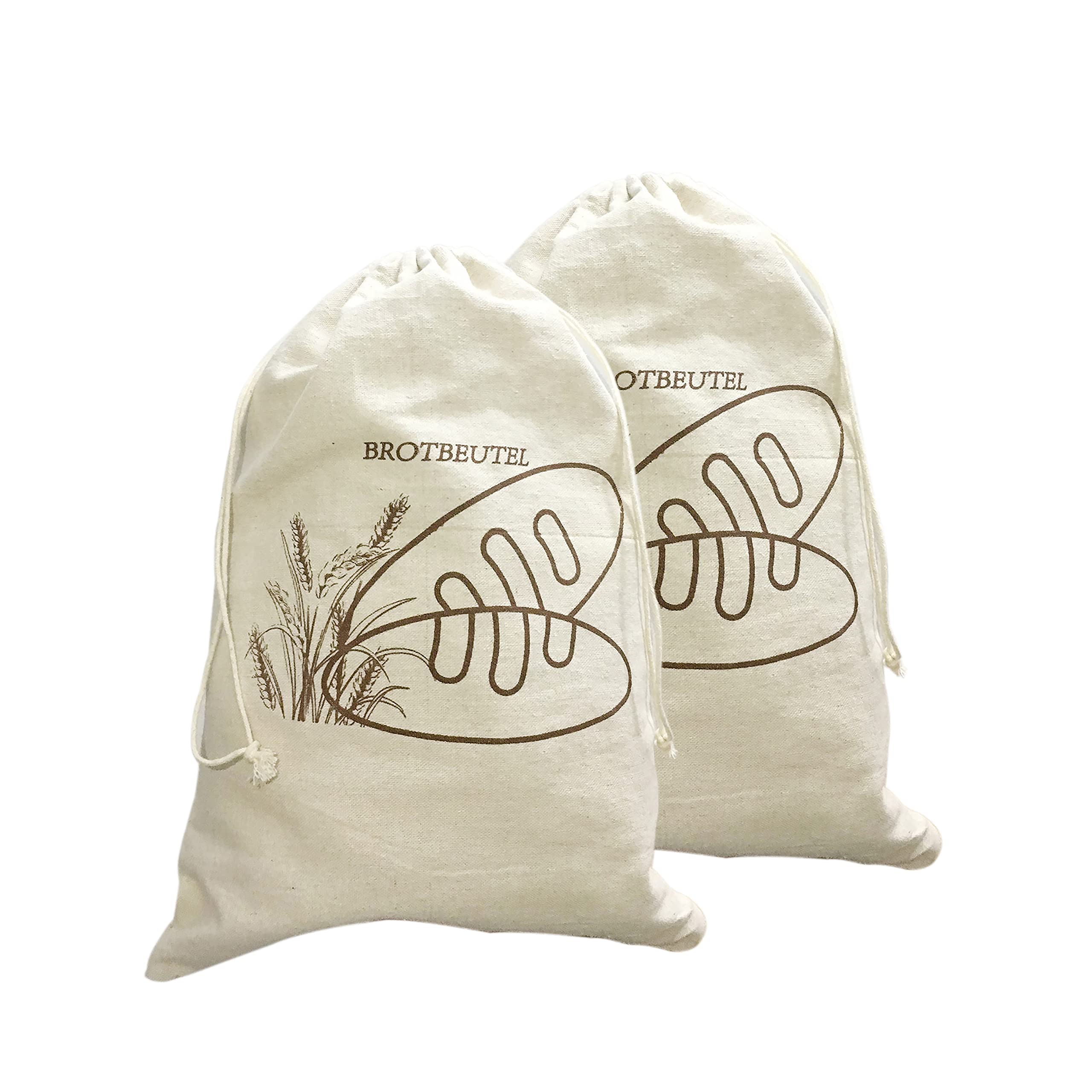 Linen Bread Bags Reusable Drawstring Large Unbleached Bread Baguette Bread Bags DIY Bread and Other Foods Also Fruit and Vegetable Bags (30 x 40 cm) Set of 2