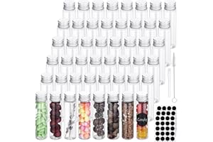 Hoemwarm 48 Pcs 50 ml Test Tubes with Caps, 1.8 oz Plastic Halloween Candy Tubes 27x110 mm Empty Clear Storage Containers for Birthday Party Beads Display Dried Flowers Candy Jar Gift Bulk Decorations