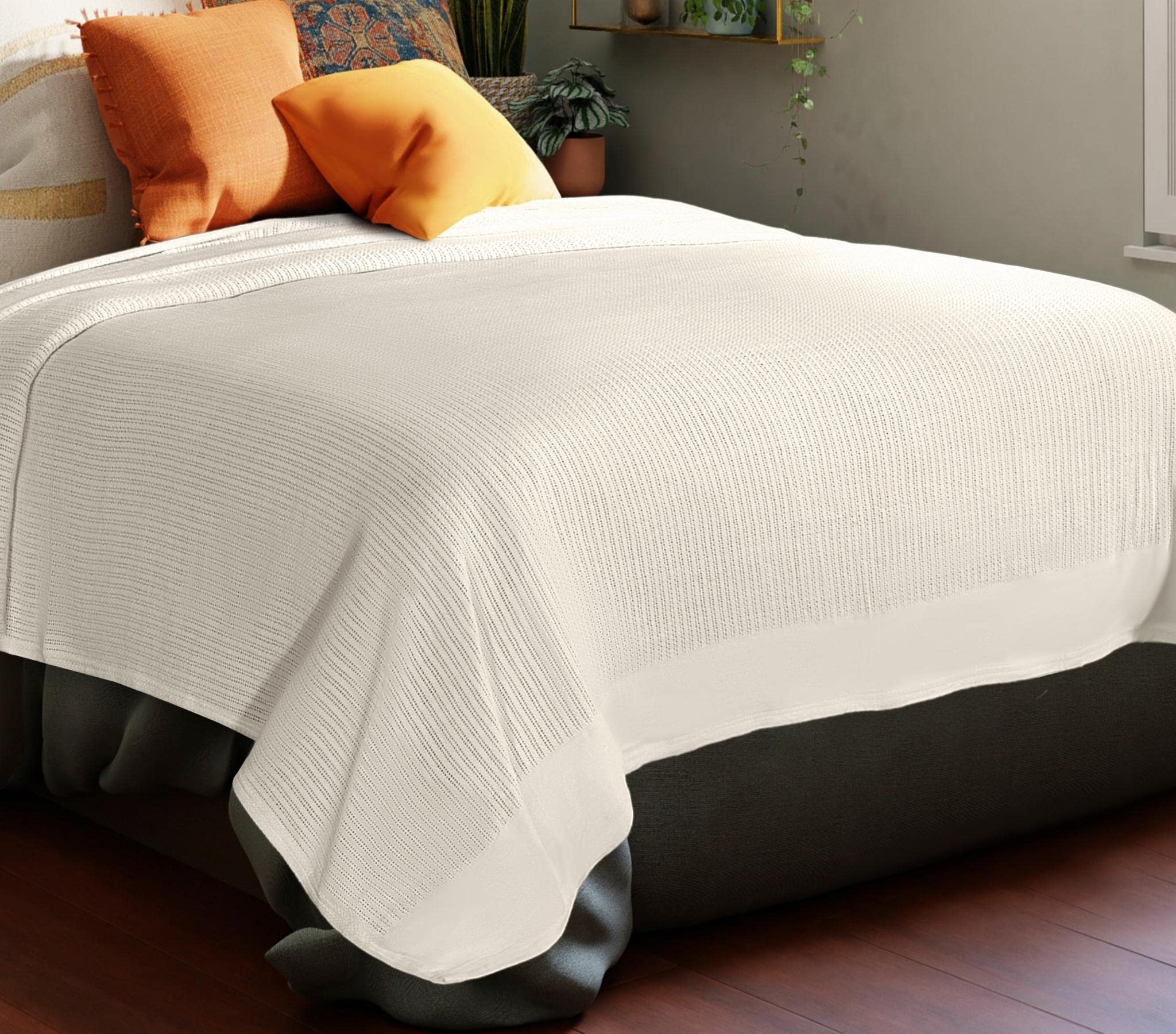 Sapphire Collection Pure 100% organic Cotton thermal Soft Lightweight Adult Cellular Blanket (Cream, Superking 285 * 230cm)