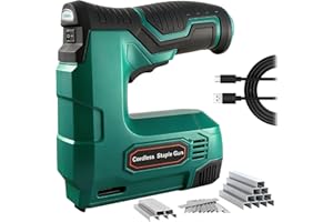 Hi-Spec 4V Cordless USB Staple Gun. Rechargeable Electric Compact Stapler & Brad Nailer Gun. Includes 2500pc Flat Crown Staples and Brad Nails Set for DIY, Crafts, Furniture and Carpentry