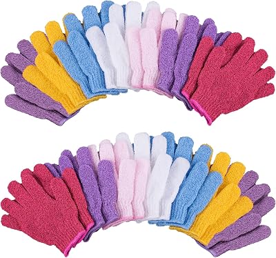 Duufin Exfoliating Gloves 14 Pairs Body Scrubber 7 Colours for Spa