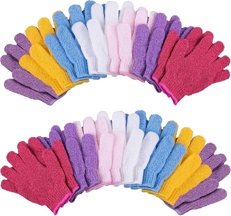 Duufin Exfoliating Gloves 14 Pairs Body Scrubber 7 Colours for Spa