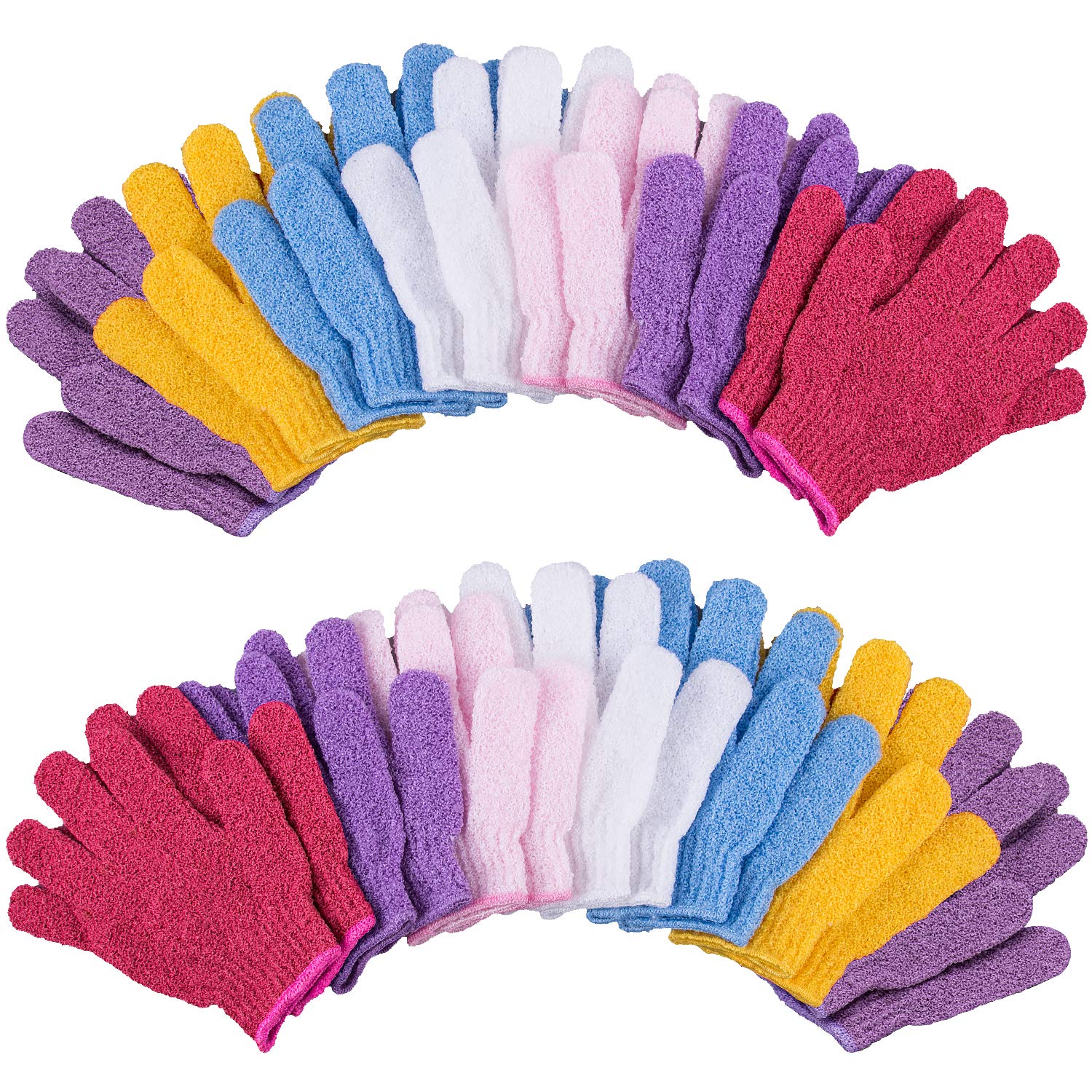 Duufin 14 Pairs Exfoliating Gloves Body Scrubber Bath Glove Scrubbing Gloves for Shower, Spa, Massage, Dead Skin Cell Remover, 7 Colours