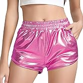 PESION Women's Metallic Shiny Shorts Sparkly Rave Hot Short Pants