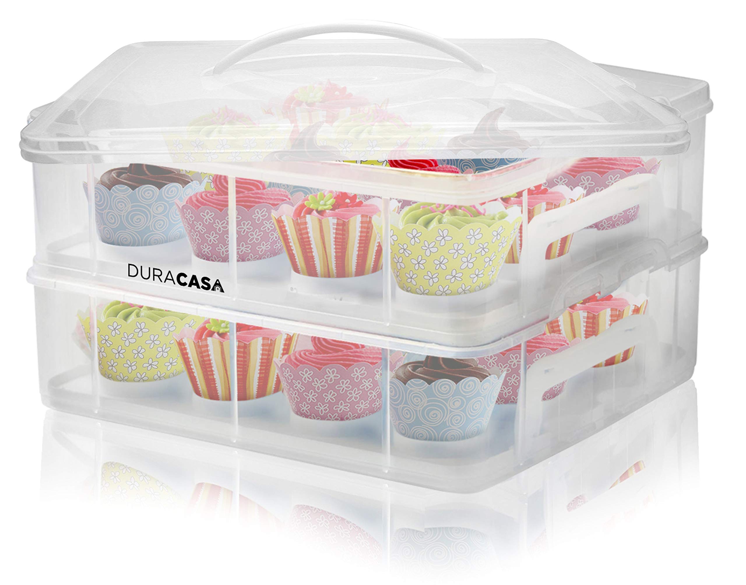 DuraCasa Cupcake Carrier, Cupcake Holder Store up to 24 Cupcakes or 2