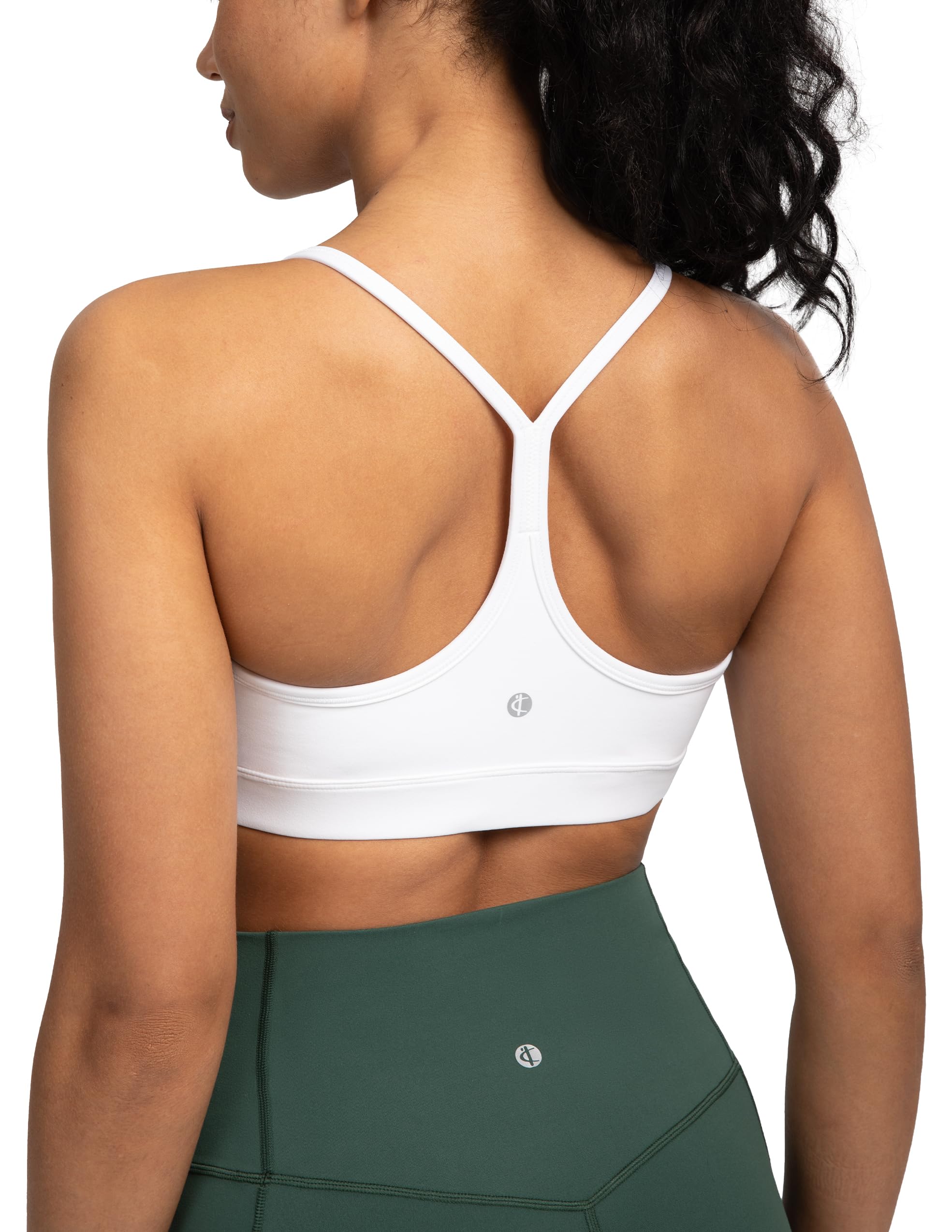 Photo 1 of Colorfulkoala Women's Dreamlux Y Back Sports Bra Low Impact Padded Workout Top with Built in Bra A-C Cups (M, White)