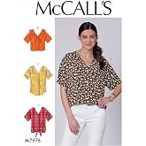 McCall Pattern Company McCall's Women's Loose-Fitting Short Sleeve Blouse Sewing Patterns, Sizes 16-22, various
