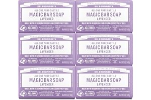 Dr. Bronner's Pure-Castile Magic Soap Bars (Lavender, 5 oz, 6-Pack)- Bath Soap with Regenerative Organic Certified Oils- For Face, Body & Hair - Gentle, Biodegradable, Vegan- Bar Soaps for Men & Women