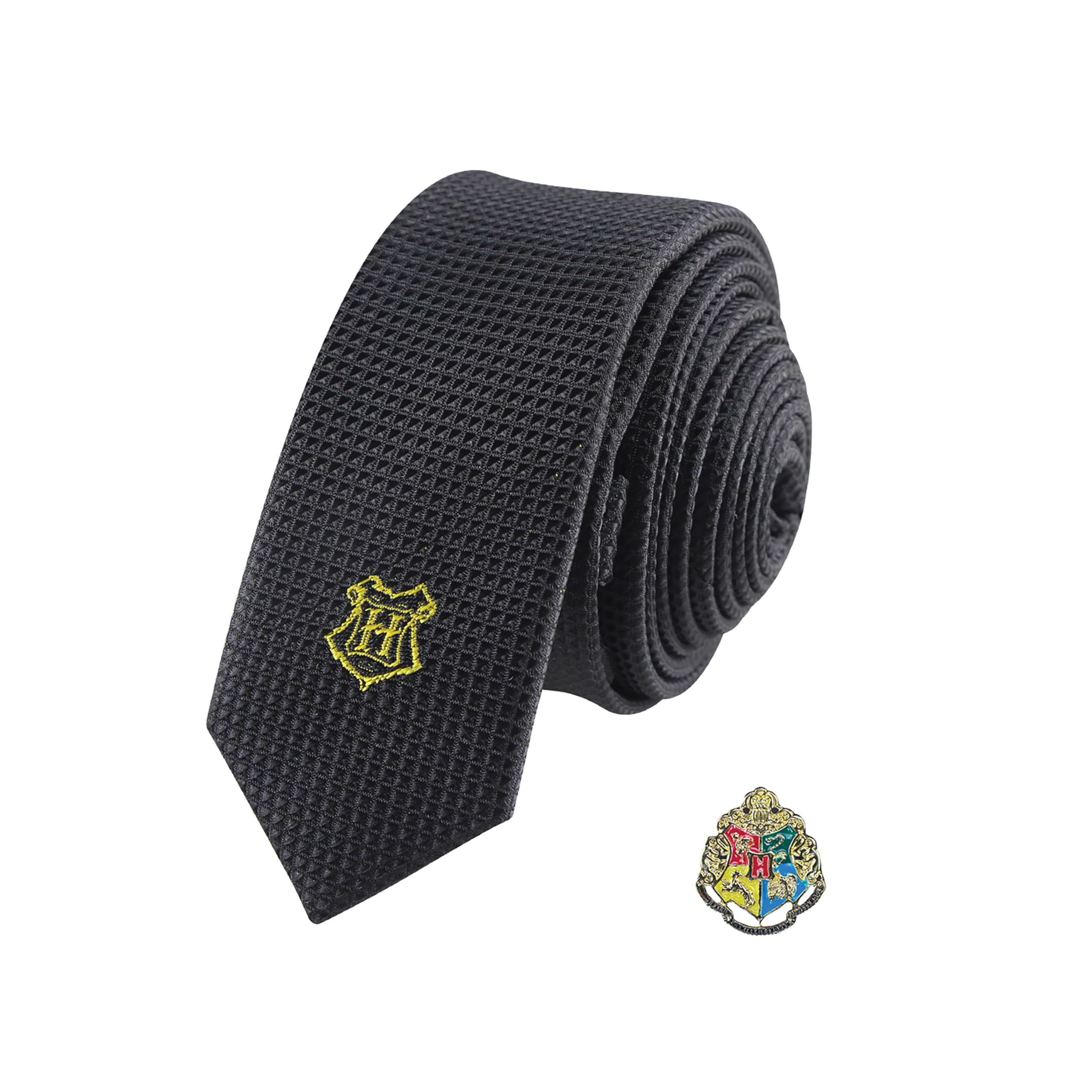 Cinereplicas - Harry Potter - Tie with Brooch - Deluxe Edition - Official Licensed - Hogwarts - One Size - 100% Microfiber - Supplied with 1 Gift Box - Black