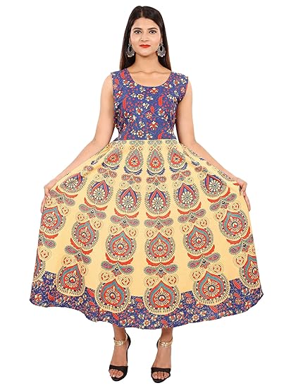 Women's A-Line Maxi Dress (JSL136_Blue_Free Size)