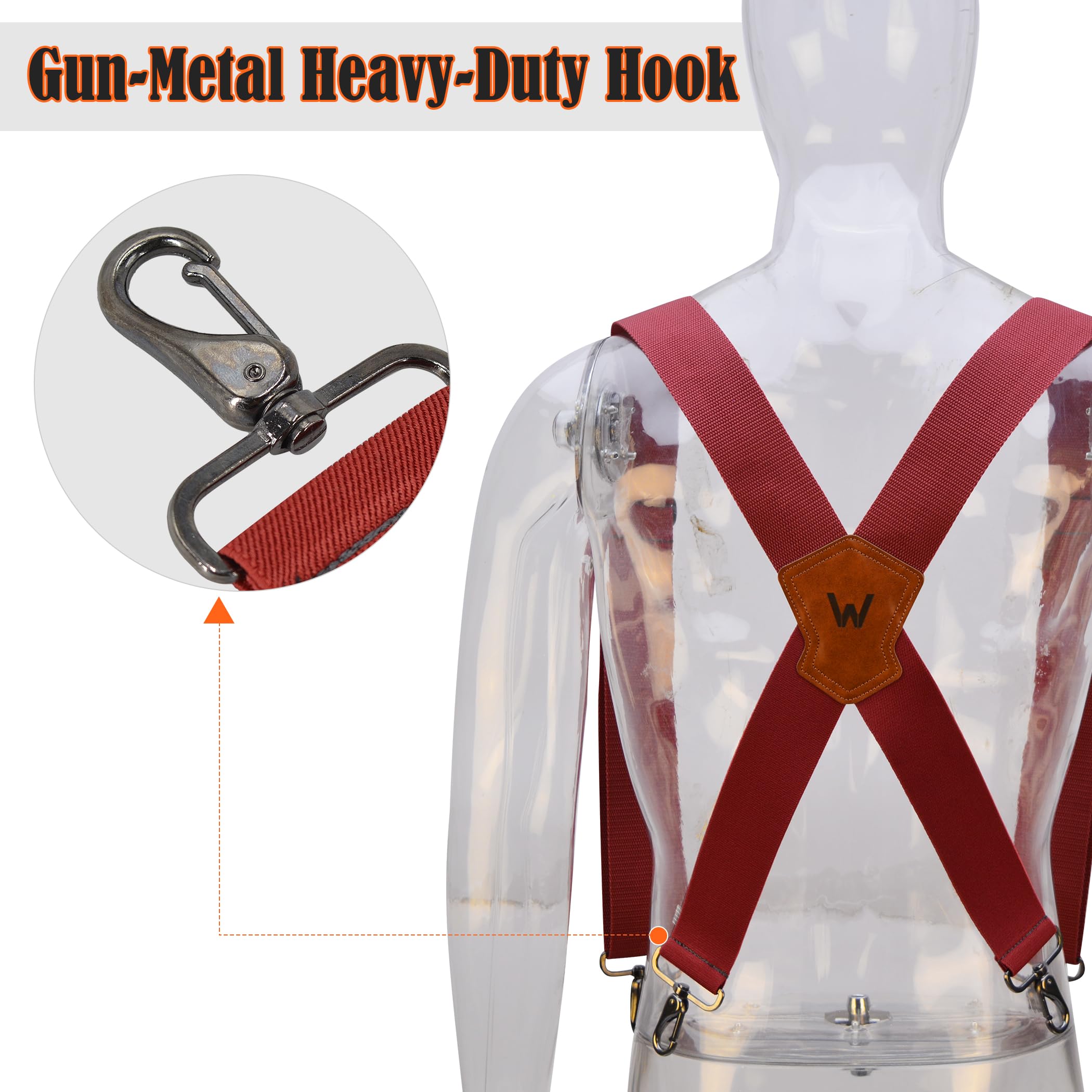 WELKINLAND 2Inch-Wide Heavy Duty Work Suspenders for Men