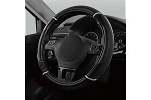 Road Comforts Leather Steering Wheel Cover - Made with PVC Leather - Anti-Slip, Universal Fit 14 1/2 inches to 15 inches - Black