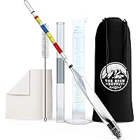 The Brew Supply Alcohol Hydrometer and Cylinder Combo Kit - Triple Scale Specific Gravity ABV Tester for Beer, Wine…