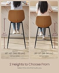 VASAGLE Bar Stools Set of 2, Counter Height Bar