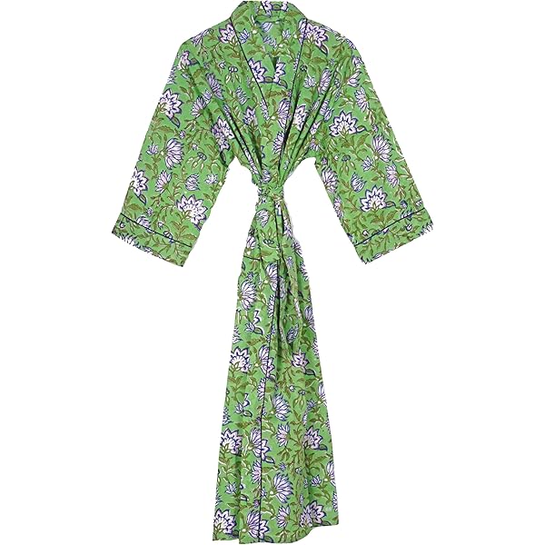 Pure 100% Cotton Robe For Womens Bathrobe Dressing Gown Long sleepwear Free  Size Kimono (US, Alpha, One Size, Regular, Regular, 1, Robe 01) at Amazon  Women's Clothing store