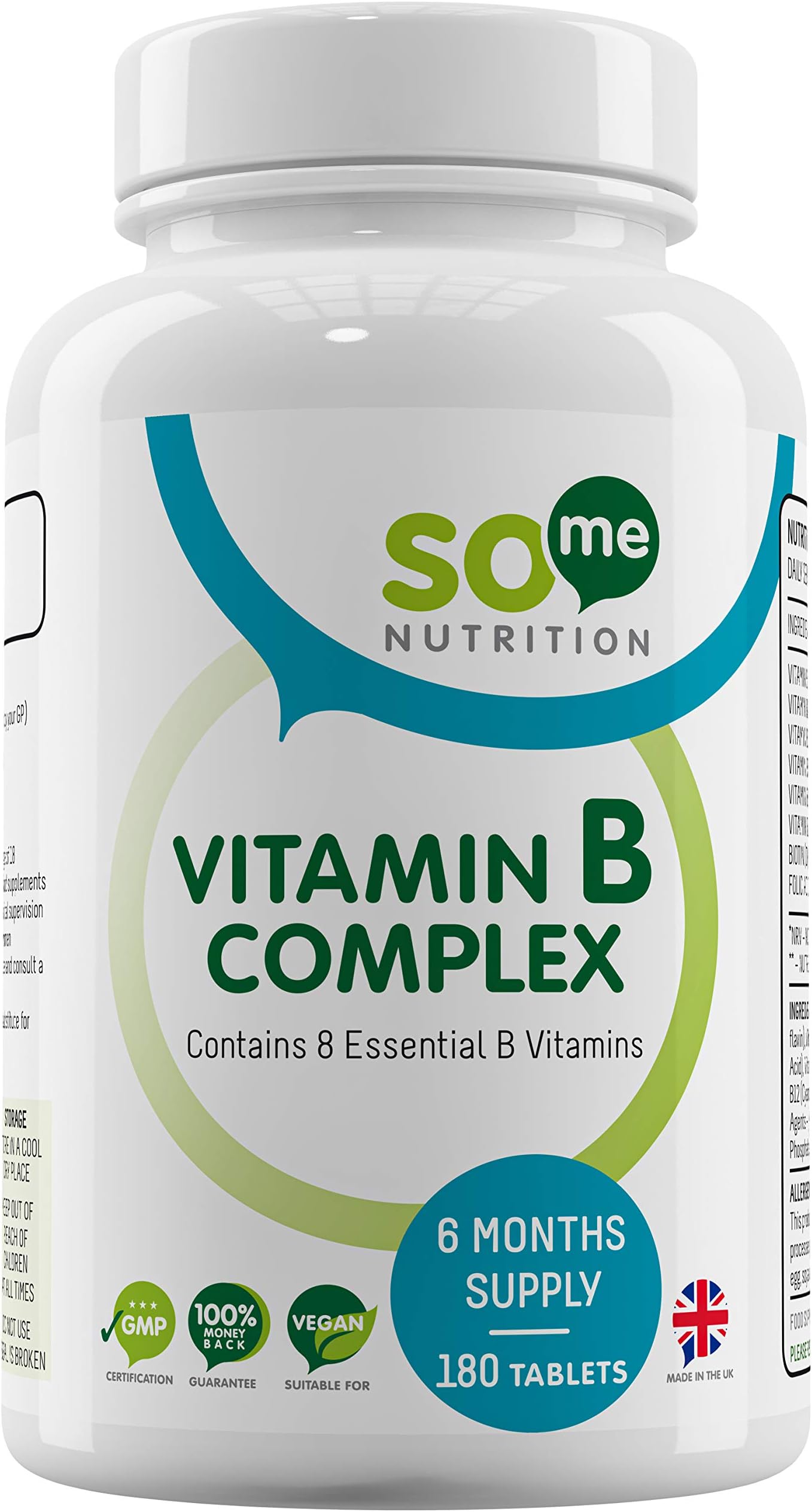 Vitamin B Complex - 180 Tablets - 6 Month Supply - All 8 B Vitamins in 1 Tablet, Vitamins B1, B2, B3, B5, B6, B12, Biotin & Folic Acid - Made in The UK by So Me Nutrition