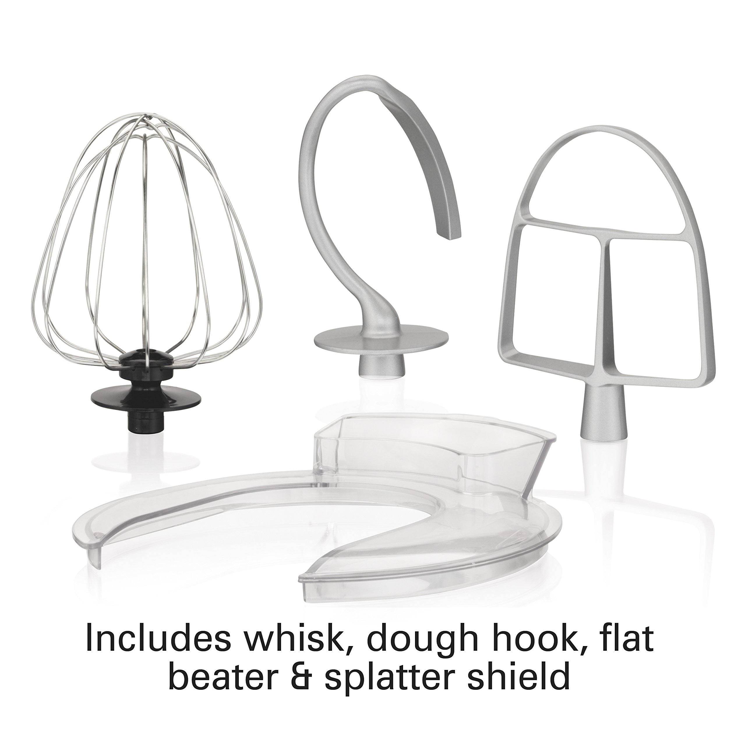 Hamilton Beach 63391 Stand Mixer, 7 Speeds with Whisk, Dough Hook, Flat