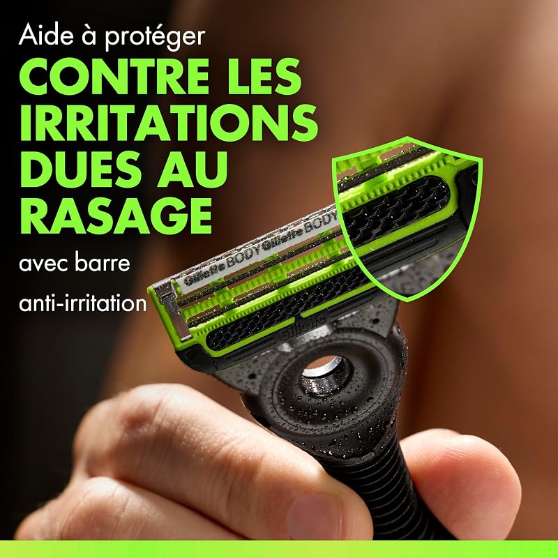 Labs Body + Intimate Rasoir Intime Homme, 3 Cartouches, Noir – Conçu pour le Rasage du Corps et du Pubis, Lames avec une Barre Anti-Poils Incarnés et Irritation, Manche Facile à Gripper
