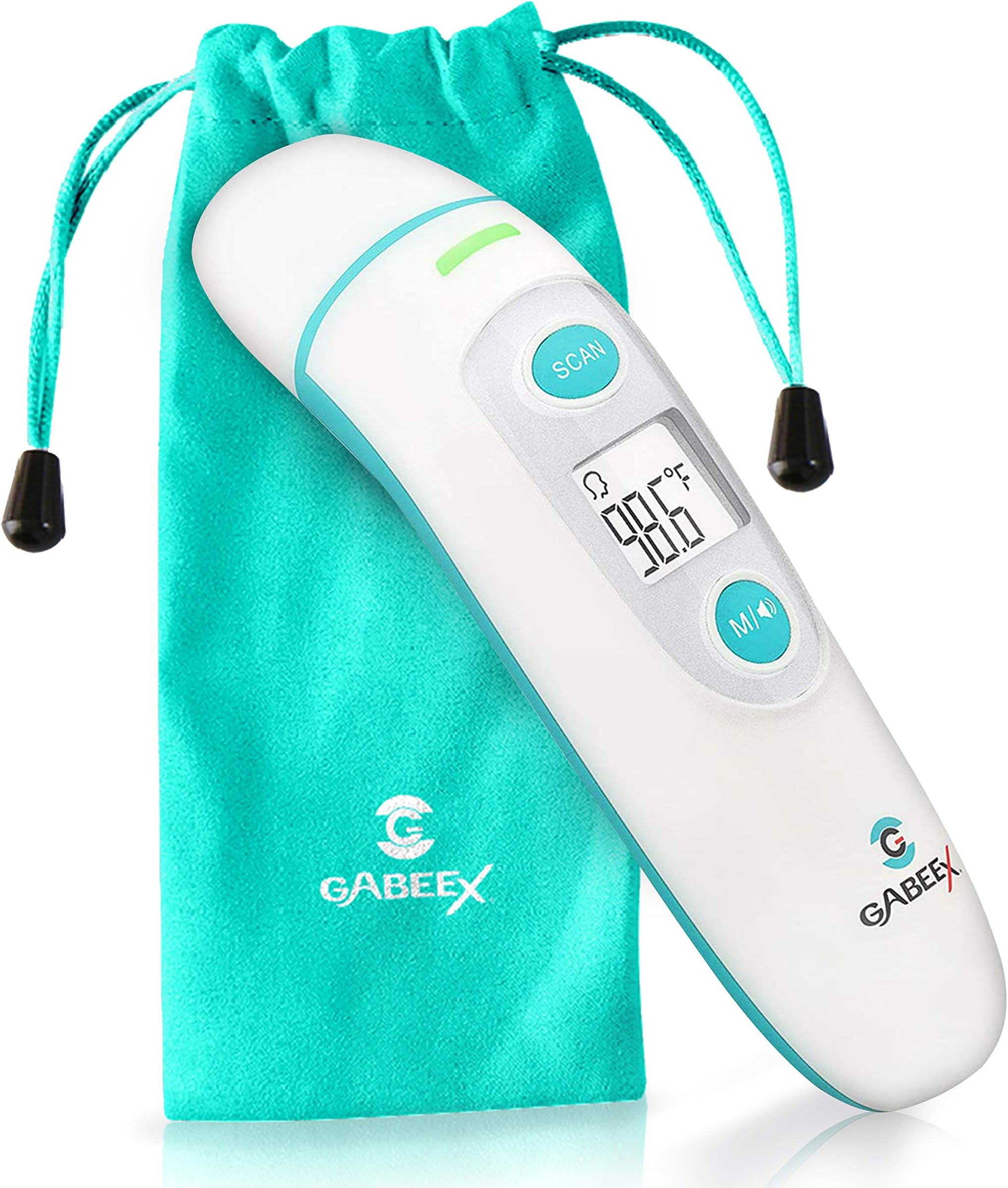 Gabeex Infrared Digital Thermometer - Termometro Digital Baby Fever Thermometer – Mom/Use at Night | Easy to Read | Celsius/Fahrenheit - Forehead and Ear Thermometer