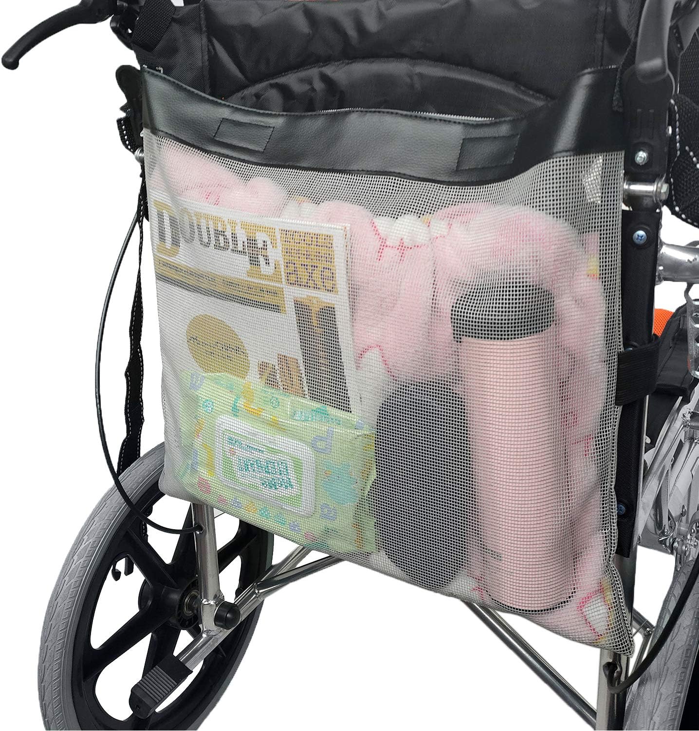 Wheelchair Bag Wheelchair Back Big Mesh Pocket Universal Wheelchair Back Pouch for Electric Wheelchairs, Manual Wheelchairs Lightweight and Easy to Use: Health & Personal Care