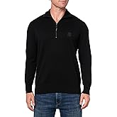 BOSS Mens Square Logo Cotton Blend Quarter Zip Sweater