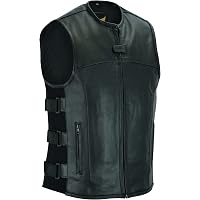 Gilet En Cuir Moto Taille 5XL First MFG - Noir, Ajustable, 4 Poches, Neuf, Référence FMM602BM