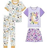 LQSZ Girls Pajamas Set 3 Piece Cute Sleepwear Short Sleeve Lounge set Kids Nightwear