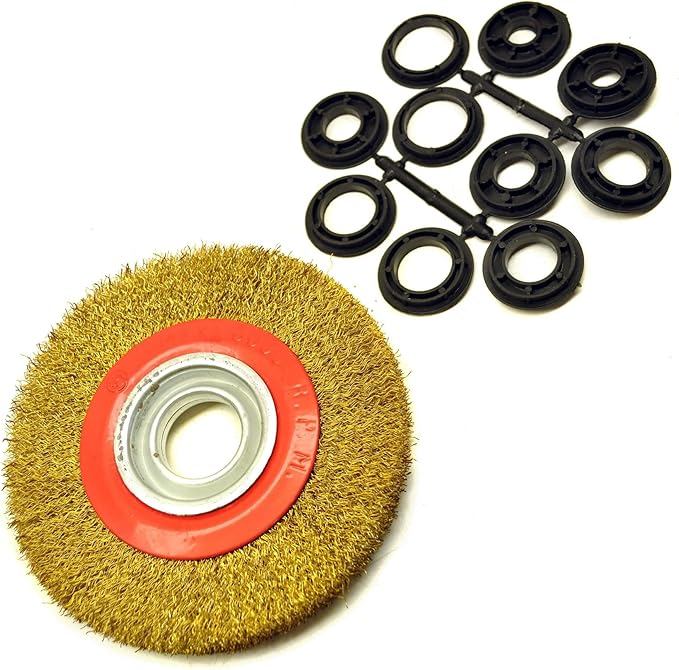 Steel Wire Wheel / Brush with shaft adapters for 6 and 8 Bench Grinders