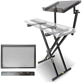 AxcessAbles Dual Piano Keyboard Stand with 2nd Tier &ndash; X Style Adjustable and Portable Heavy Duty 2 Tier Stand for Synths, Laptops, Tablet, Sheet music and Digital Keyboards &ndash; Fits 54, 61, 64, 88 Key Pianos. Electric Piano and Sheet Music Stand