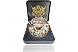 DRDSNLVSI USMC 250th Anniversary Commemorative – Navy 250th Anniversary Coin, Double-Sided Marine Corps Challenge Coin with Metal Gift Box – Collectible Gift for Veterans, Marines, Patriots – 1.57"