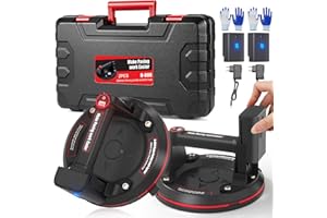 MENGBEI 8" Electric Heavy Duty Suction Cups for Glass - 2 Pack with 600 lbs Load Capacity, Heavy Duty Glass Lifter Tool for Window & Tile Lifting (Electric-Two Pack)