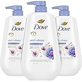 Dove Body Wash with Pump Anti-Stress Blue Chamomile & Oat Milk, 3 Count for Renewed, Healthy Looking Skin, Moisturizing Gentl