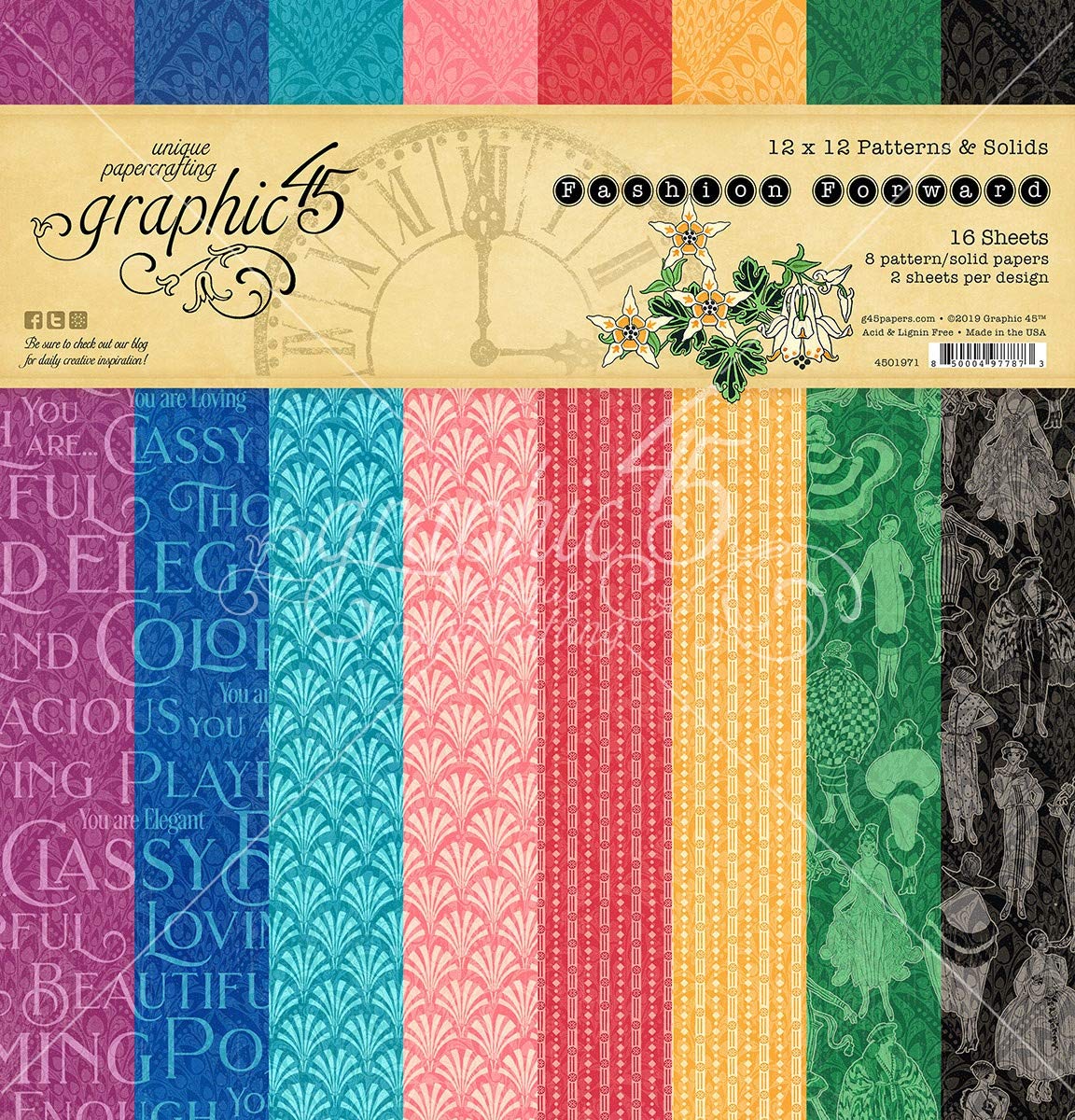 GRAPHIC 45 FRWD Paper PRNT/Solid, Fashion Forward, Large