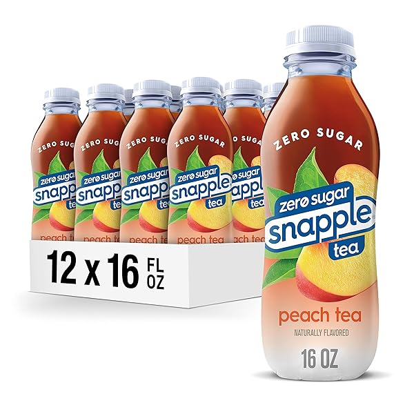 SNAPPLE ZERO SUGAR PEACH TEA, 16 FL OZ RECYCLED PLASTIC BOTTLE (PACK OF 12)