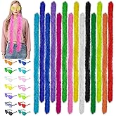 TANEMUDO 28 Pcs 5 Ft Feather Boas and Heart Sunglasses Set 14 Colors Artificial Fluffy Boas for Women Bachelorette, Halloween Party Wedding Supplies