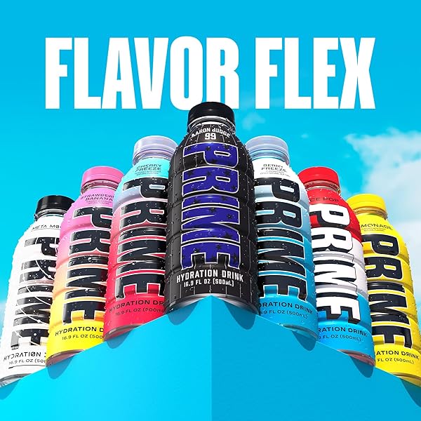 PRIME HYDRATION AARON JUDGE, SPORTS DRINKS, ELECTROLYTE ENHANCED FOR REPLENISHING FLUIDS, 250MG BCAAS, B VITAMINS, ANTIOXIDANTS, LOW SUGAR, 16.9 FL OZ, 12 PACK