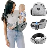 Tushbaby Original Hip Seat Baby Carrier for Babies &amp; Toddlers up to 45 lbs, Safety Certified, Lightweight No-Foam Design with Storage, Grey