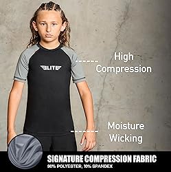 Elite Sports Kids Jiu Jitsu BJJ Rash Guard, Short