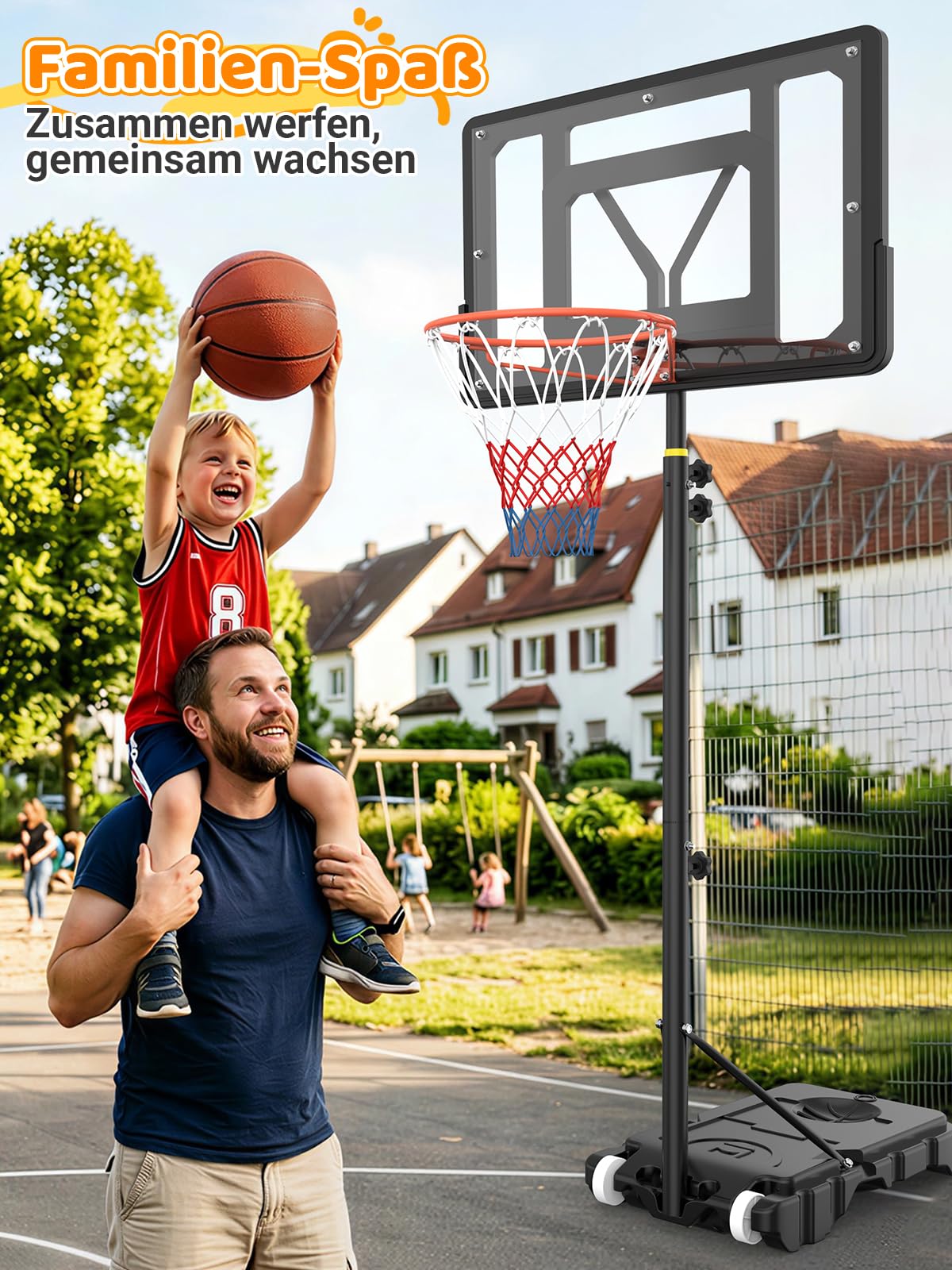 vcloo Basketballkorb Outdoor für Kinder: 155-210 cm Höhenverstellbar für Kinder 4-14 Jahre - Inkl. 2X Netze, Basketball & Pumpe - Basketballkörbe mit Ständer für Indoor Outdoor Garten Hof Garage 2