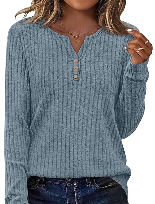 WIHOLL Long Sleeve Shirts for Women Winter Clothing Sweaters Thermal Shirts Trendy Fall Clothes Early Fall Fashion 2025 Casual Tunic Tops for Women Teacher Outfits XL