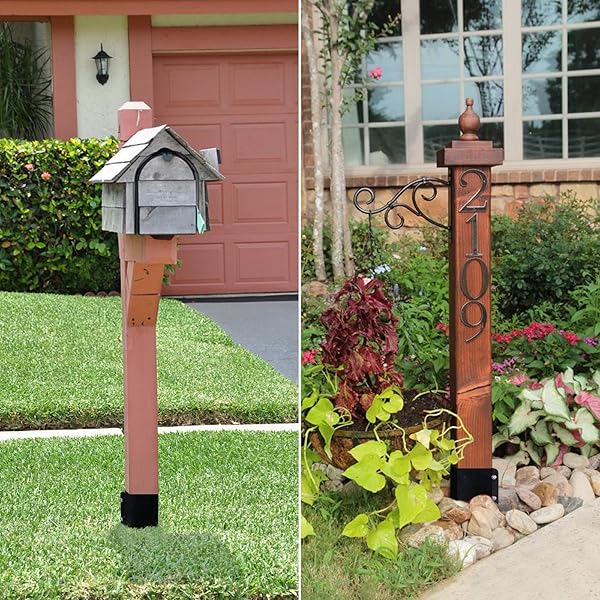 SEKCEN 6 PCS FENCE POST ANCHOR GROUND SPIKE 4X4 METAL POST STAKE 24 INCH FOR MAILBOX DECK RAILING BLACK