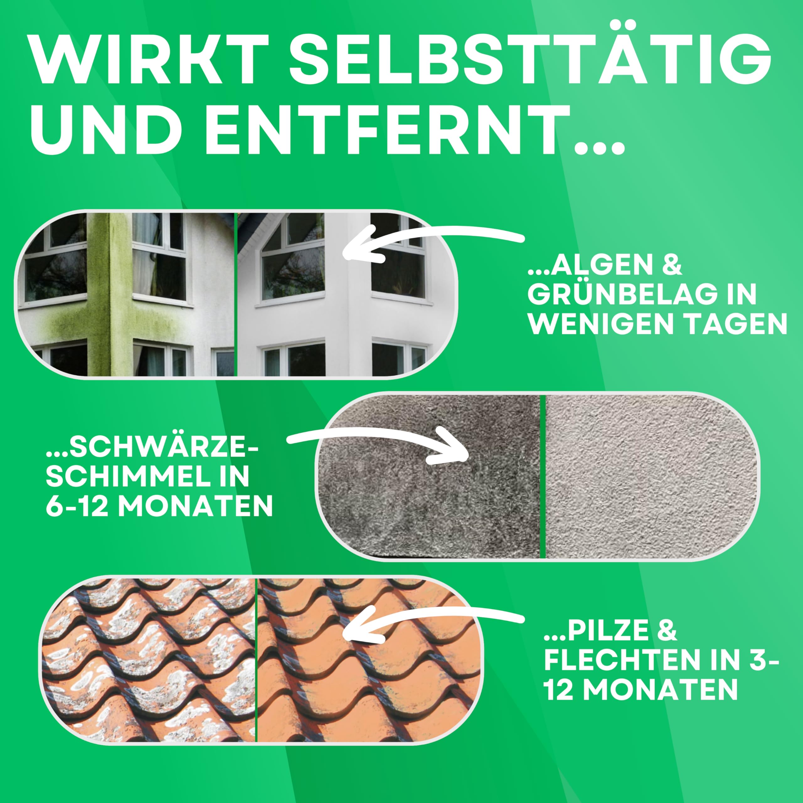 ABACUS® Nell Ultra Grünbelagentferner & Algenentferner Konzentrat, extrem stark! Entfernt Grünbelag & Algen selbsttätig ohne zu Schrubben – für Stein, Fassade, Terrasse, Dach – Nell Ultra 2,5 Liter 3
