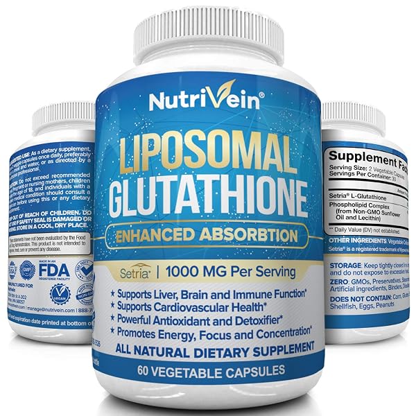 nutrivein liposomal glutathione L-Glutathione Complex 90 Capsules Liposomal Glutathione Supplement - 60