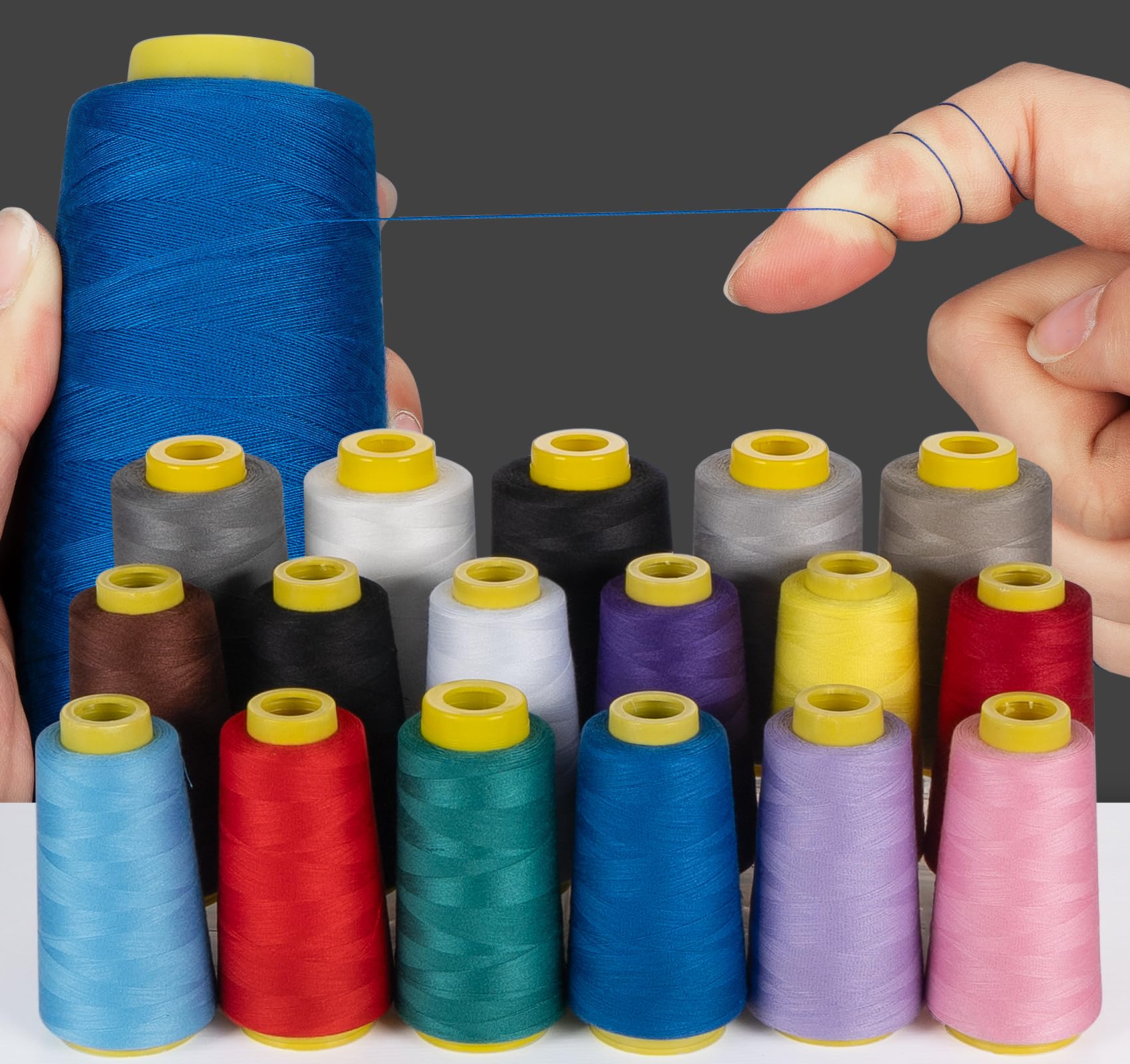 12 Pack Serger Thread Cones, 1800 Yards Each Spool Overlock Thread, PolyesterThread 40s/2 for Serger&Overlock, Quilting, Piecing, Sewing Machine