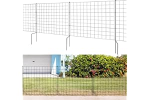 ICITYWALL 5 Panels 12.3ft (L) x25in (H) Decorative Garden Fence, Solid h Post Design, Rustproof Wire No Dig Animal Barrier Fencing Outdoor for Backyard Patio(5 Panels 29.5"L x 25" H, 6 Stakes)