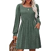 OFEEFAN Vacation Outfits for Women Knit Sweater Dresses for Women 2025 Green Dresses for Women Winter L