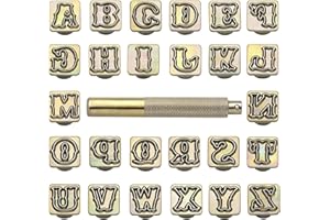 Yoption 27Pcs Capital Letter Leather Stamps Kit 1/2” / 13mm, Alphabet Leather Craft Stamping Tools Set