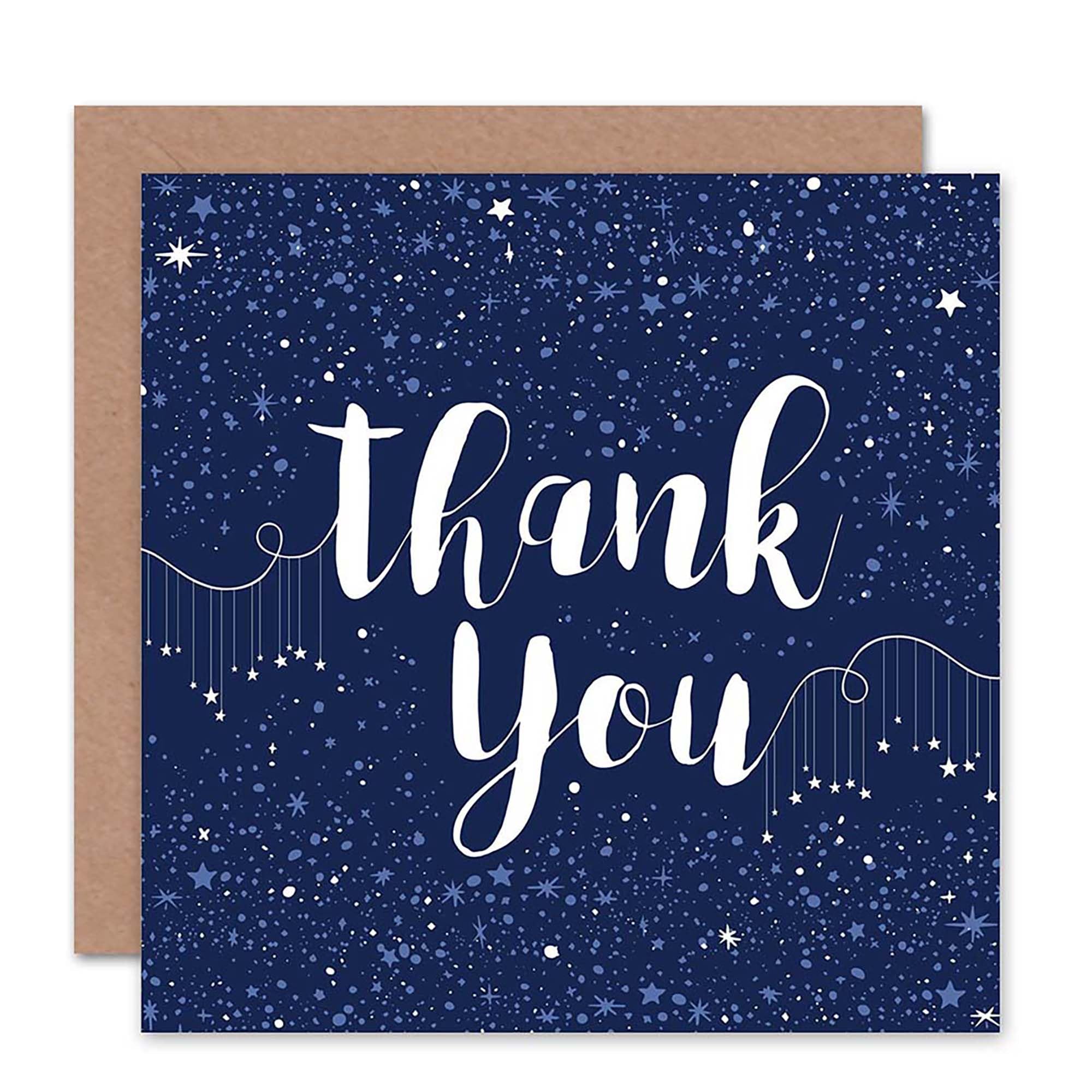 Thank You Card - Stars Pattern Typography Greetings Card for Nurses Doctors Wedding Baby Shower - Gratitude Card - Blank Inside