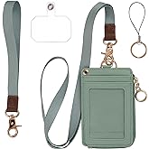 MONDO DESIGNS 2-in-1 ID Badge Holder with Lanyard - Multi-Use Lanyard Keychain Wallet for Women, Small Keychain Wristlet Wallet with Strap & Lanyards for ID Badges, Phone & Card Holder - Sage Green