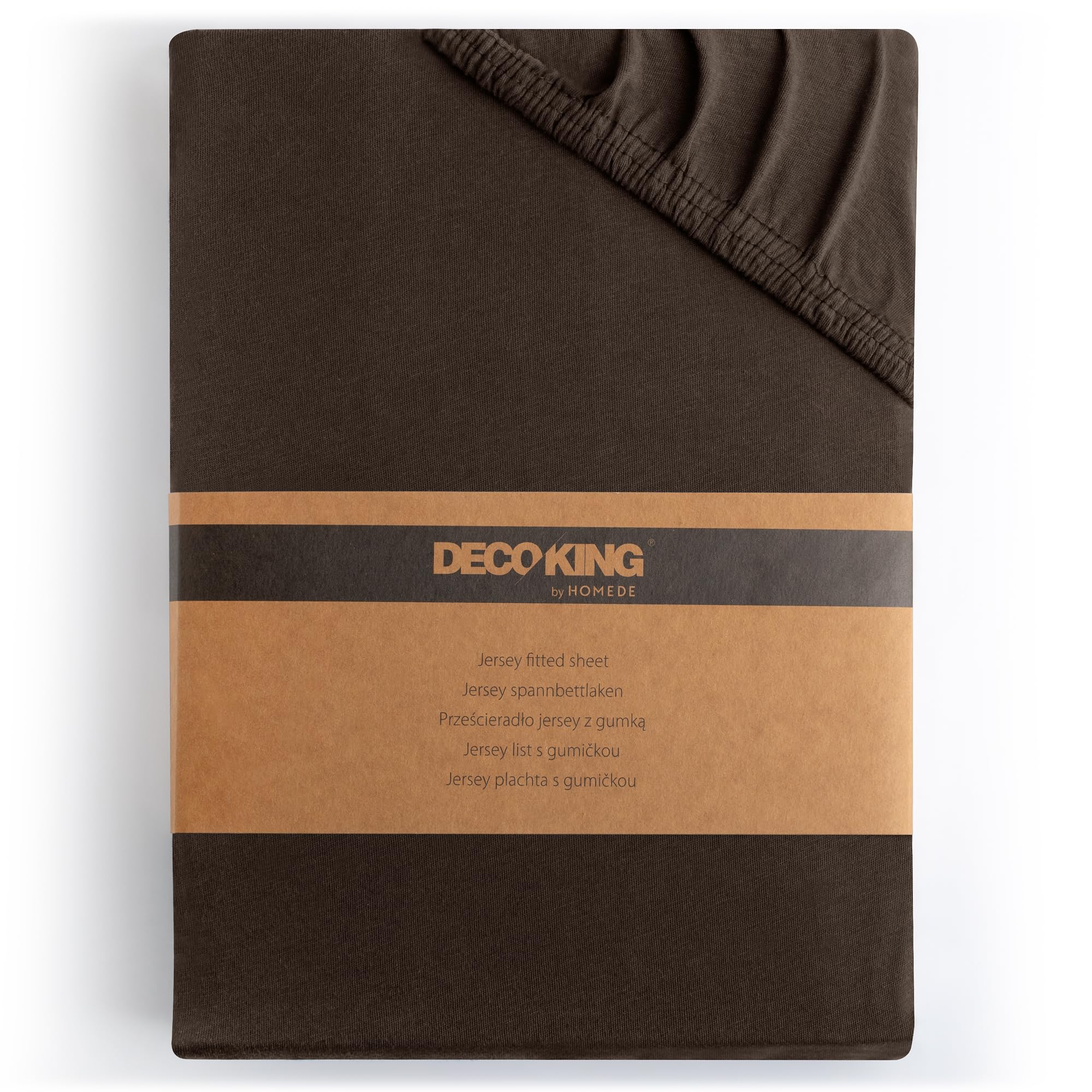 DecoKing Fitted Sheet King 100% Combed Cotton Soft Jersey Bed Sheet 140x200-160x200 cm Brown Amber — image 1